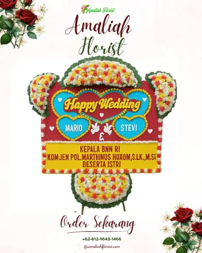 Karangan Papan Bunga Pernikahan di Lebeteng